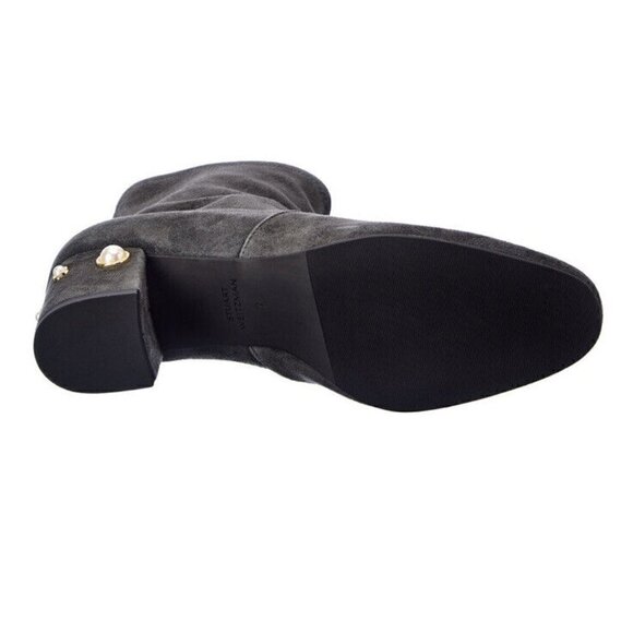 Stuart Weitzman Ankle Bootie Womens 8 Gray Suede Siggy 60 Pearl Suede New $695 - Picture 5 of 5